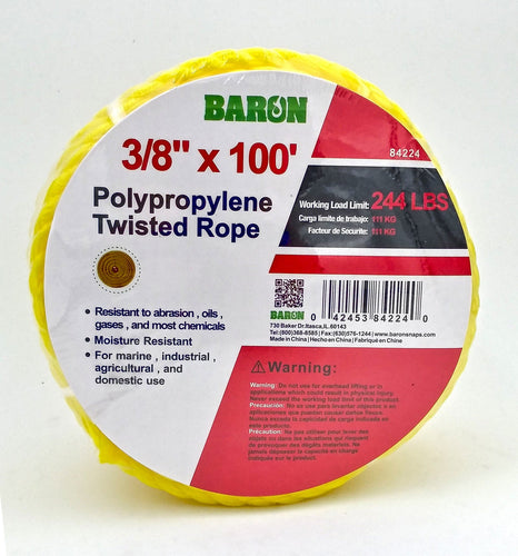 Baron Twisted Yellow Polypropylene Rope