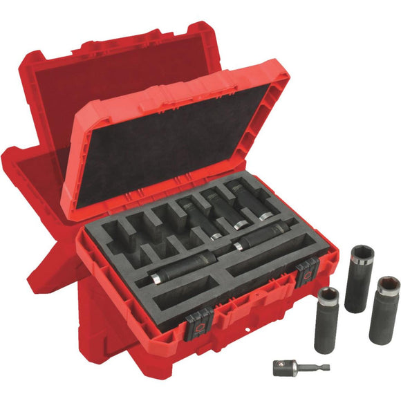 Milwaukee Shockwave Standard 1/2 In. Drive 6-Point Thin Wall Deep Impact Driver Set (9-Piece)