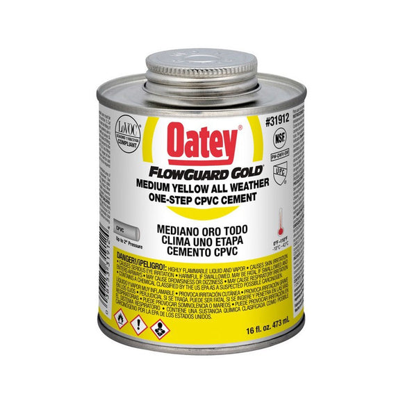 Oatey® 16 oz. CPVC All Weather Flowguard Gold® 1-Step Yellow Cement (16 oz.)