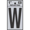Address Letters, W, Reflective Black/Silver Vinyl, Adhesive, 1-In.