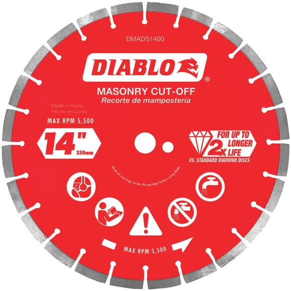 Diablo 14 In. Segmented Rim Dry/Wet Cut Diamond Blade