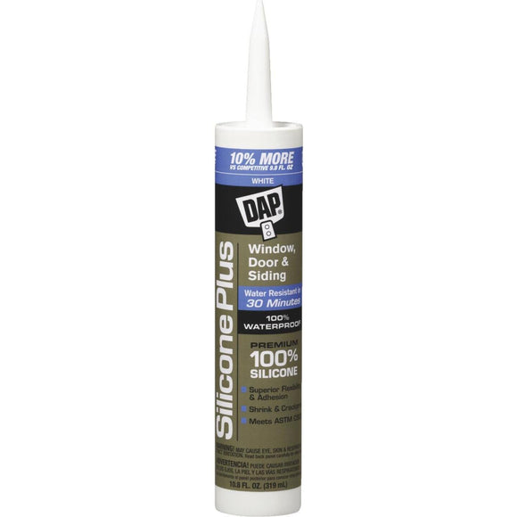 DAP 10.8 Oz. Silicone Plus Premium Window Door & Siding Silicone Sealant, White